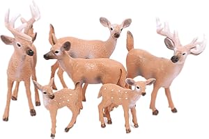 Amosfun 6 Pcs Mini Deer Christmas Reindeer Figures Miniatures Elk Reindeer Art Animal Cake Toppers Christmas Holiday Centerpieces Table Decor Miniatures Fairy Garden Decor(random)