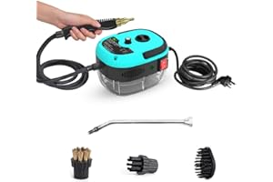 Irishom Steam Cleaners, 2500W Portable Handheld High Temperature Pressurized Steam Cleaner, Multi Purpose Steamer with Brush Heads for Kitchen Furniture Bathroom Car(1000ML, Blue)