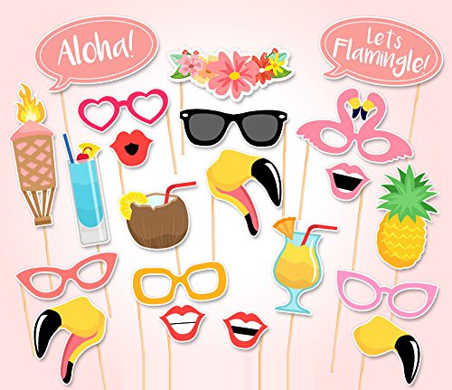 Veewon 21 Fotorequisiten Junggesellinnenabschied Tropical Hawaiian Style Night Out Spiele Photo Booth Requisiten Gastgeschenke Ankleiden Zubehör - 2