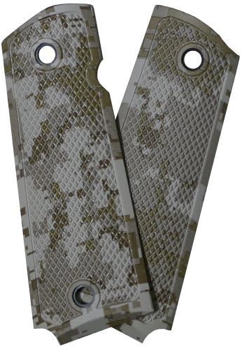 AlumaGrips 1911 Full Size Light Weight Desert Digital Complete Coverage Checkering Ambi Grip by AlumaGrips