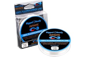 RIGGED & READY TRAVEL FISHING Rigged and Ready Infinite Fluorocarbon- Fluorocarbon Fishing Line Leader-50m 54.6y Virtually Invisible=More Bites. 4/8/12/16lb, 1.8/3.6/5.5/7.5kg-Saltwater Freshwater