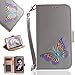 Produktbild JHTC Hülle für Huawei Honor9 handyhülle schutzhülle PU leder handy tasche cover protective cover silikon magnetisch flip case echtleder mit kickstand karten etui halterung schmetterling dunkelgrau