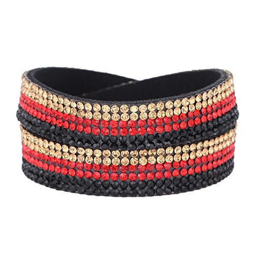 Morella Damen Armband Deutschland Fan EM WM Glitzerarmband Wickelarmband schwarz rot gold 38 cm