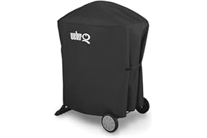 Weber Premium Pokrowiec na grill Q1000/2000 z podstawą / z wózkiem, UV- & wodoodporny, z zapięciem na rzep do mocowania - Czarny (7120)
