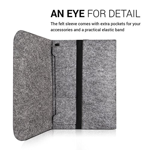 kwmobile Laptoptasche Filz Sleeve für 12,5″ 13″ 13,3″ Laptop / Ultrabook – Notebook Tasche Schutzhülle Laptop Case Hülle in Grau mit Innentaschen Innenmaße: ca. 34,5 x 26 cm - 4