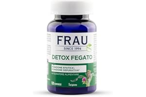 FRAU Detox Fegato 120 Compresse da 650 mg, Integratore Alimentare Estratto Carciofo, Cardo Mariano, Tarassaco e Bardana, Funzione Epatica, Depurativa, Drenaggio Liquidi, Senza Glutine, Senza Lattosio