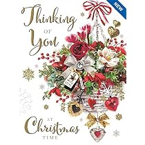 Paper House - Biglietto di auguri di Natale artistico, Thinking of You - Robin and Foliage - Splendida illustrazione con dettagli in lamina d'oro, dalla Great British Card Company