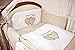 8 Piece Baby Bedding Set with Cot Bumper, Canopy & Holder (To fit Cot 120x60cm, "Love you Heart" - Brown Check)