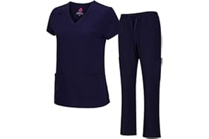 Natural Uniforms Women's Cool Stretch V-Neck Top and Cargo Pant Scrub Set with Regular and Petite Sizes
