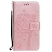 Produktbild Huawei Honor 6C Hülle, WindTeco Blume Schmetterling Muster Folio PU Leder Flip Case Handyhülle Brieftasche Schutzhülle mit Stand Funktion und Kartenfächer für Huawei Honor 6C, Roségold