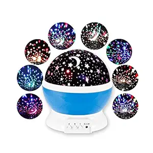 DEALCROX Plastic Star Projector Manual Operating Night Lamp with USB Cable (Multicolour, 13cm x 13cm x 14.5cm)Pack of 1