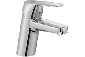 Roca Alfa Grifería para lavabo con tecnología Cold Start, grifo monomando de repisa con enlaces de alimentación flexibles, mezclador para cuarto de baño de fácil instalación, cromado, A5A3L25C00