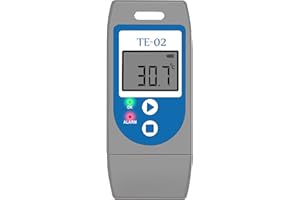 THERM LA MODE ThermElc Registrador de temperatura, USB con informe PDF,Reutilizable e impermeable, registrador de numéricos 32 000 puntos, batería reemplazable, certificado de estado.