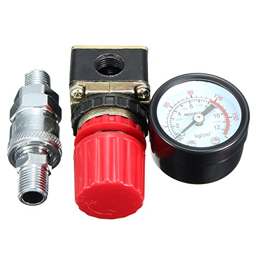 Druckschalter Regelventil, GOCHANGE 1/4″ Luftdruckregler Luftkompressor Regler Entlastung / Druckschaltventil mit Manometer Schlauch Manometer Schnellspanner Kompressor Fitting - 2