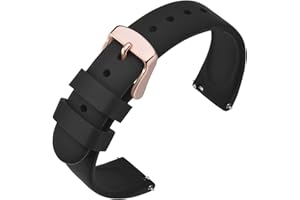 ANNEFIT Bracelets de Montres Silicone, Bracelet de Rechange en Caoutchouc à Dégagement Rapide 18mm 20mm 22mm, Boucle en Acier Inoxydable