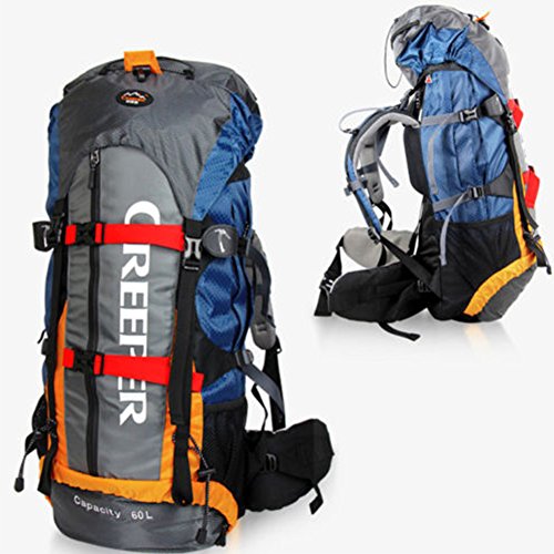 Preisvergleich Produktbild Outdoor Bergsteigen Tasche 60L Wanderrucksack Wasserdichte Camping Trekking Klettern Daypack Travel Radfahren Rucksack mit Regenschutz (Orange)