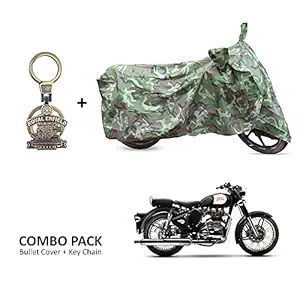 AG Moto Bullet Cover for All Model for Complete Protection in All Weather Conditions Military Green Color, and One Piece of Royal Enfield Premium Keychain