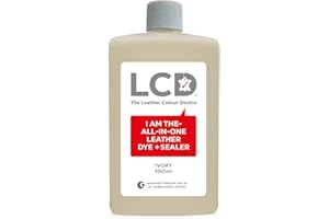 CARBUSONIC LCD All-in-One Leather dye & Sealer - Repair & Restore Paint, for Sofas, Shoes, Handbags, Clothing, self Sealing 100ml by The Leather Colour Doctor (Ivory)