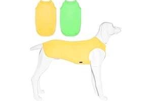 Kickred 2 Pack Dog Shirts, Summer Dog Clothes, Stretchy Tank Top T-Shirts,Breathable Pet Sleeveless Vest for Large Medium Dogs, Grass Green+Lemon Yellow (XL)