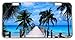 Produktbild Ganheuze License Plate Sandy Tropical Paradise Beach with Palm Trees and The Sea Ocean Theme Novelty Car Cover Decorative Front Plate 6.1" X 11.8"