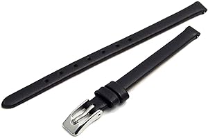WatchWatchWatch Smooth Ladies' Leather Watch Strap 6mm Black with Silver Buckle C088