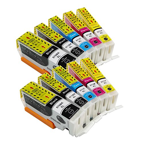 10 Ink Cartridges Compatible with Canon/570/571 XL for Canon Pixma MG5750 MG6850 MG7750 Series