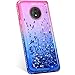 Produktbild Jinghuash Kompatibel mit MOTO G6 Plus Hülle,3D Liquid Glitzer Sequins Sparkle Schutzhülle mit Bling Glänzend Diamant Strass Dünn Weiche TPU Silikon Handyhülle für MOTO G6 Plus-Rosa blau
