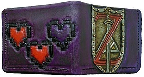 leather wallet Heart Containers and Shield leather wallet purple verion
