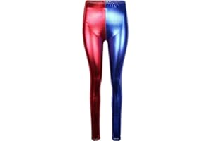 BOOM Prime Ladies Metallic Leggings Wet Look Shiny Ladies Liquid Waist Stretch Women Costume Fancy Dress Party Disco Pants