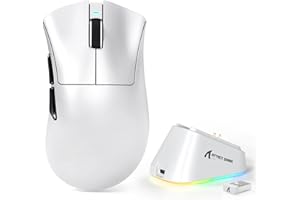 MAMBASNAKE x ATTACK SHARK V3PRO Wireless Gaming Mouse with Magnetic Charging Dock, PAW3311 Sensor, BT/2.4G/USB-C, 62g Lightweight, 500mAh, 25000 DPI LIGHTSPEED Gamer Office Mice for PC/Mac-White
