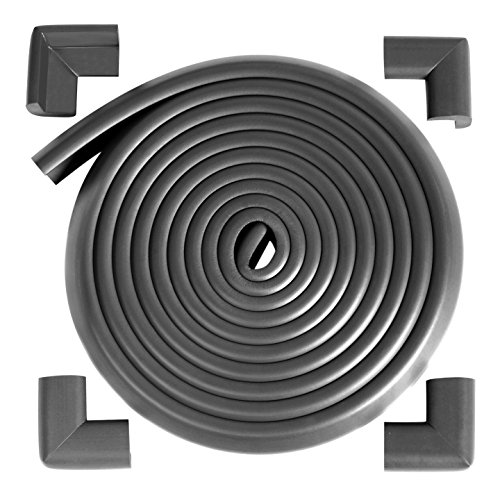 Mombella® Safe Edge and Corner Cushion Bumpers Value Kit (16ft Edge + 4 Corners), Home Safety Furniture Edge Corner Protectors, Child Proofing Table Edge & Corner Guards - 3 Colors Options (Black)