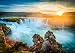 Produktbild XXL Poster 100 x 70cm (S-836) Imposante Godafoss Wasserfälle in Island im Sonnenuntergang (Lieferung gerollt!)