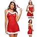 Produktbild ODRD Clearance SaleS-3XL Weihnachten Kleider Damen Kleid XmasRassige Unterwäsche Gewürzanzug Temptation Dessous Nachtwäsche Kleid + Slip + Hut Ballkleid Spitze Schädel Lace Abend Swing Dress Party