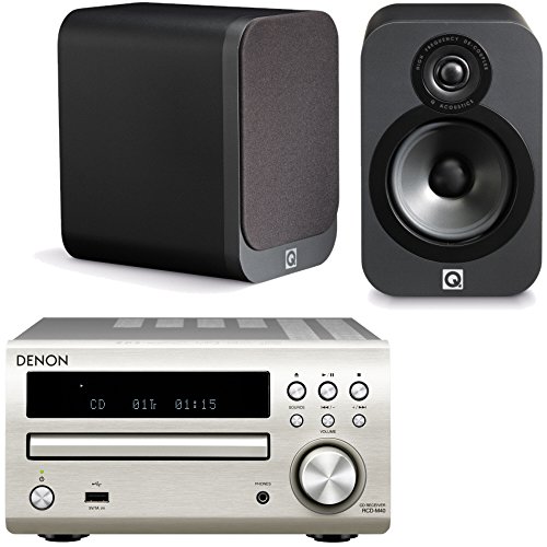 Denon DM40DAB Mini System Silver inc Q Acoustics 3010 Graphite(R)