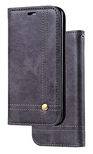 Funda Galaxy S8 Plus  Ferlinso Carcasa Cuero Retro Elegante con  Protector de Pantalla  ID Tarjeta de Cr  dito Tragamonedas Soporte de Flip Cover Estuche de cierre magn  tico para Samsung Galaxy S8 Plus  Gris 