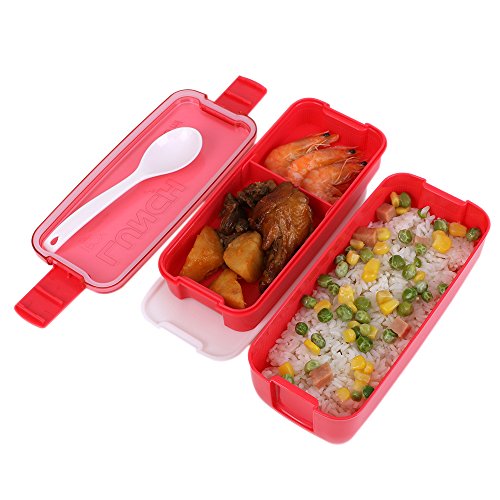 Lunch Box/Bento Box,MACDIAZ Mikrowellen Lunchboxen für Kinder geeignet 2 Ebenen für Essen Behälter werden aufeinander gesteckt - 6