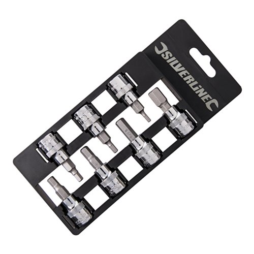 Silverline 225127 Hex Bit Set, 3/8-Antrieb Hex, 3–10 mm, 7-teilig
