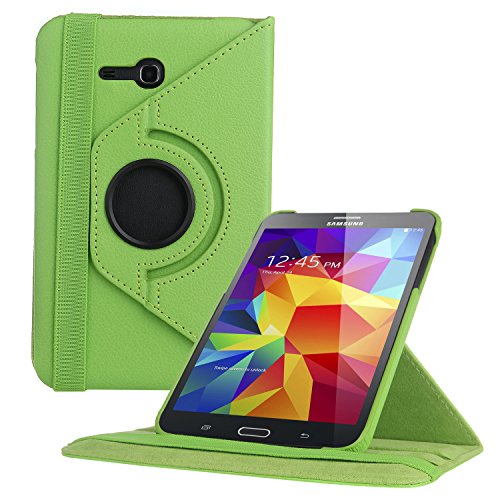EnGive 360° Drehbares Ledertasche Schutzhülle Leder Tasche Samsung Galaxy Tab 3 7.0 Lite T110 T111 (7 Zoll) Hülle (Samsung Galaxy Tab 3 7.0 Lite, Grün)