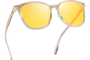 Myiaur Lunettes de vision nocturne pour femme - Lunettes polarisées anti-reflet pour conduite de nuit plus sûre - Verres jaunes carrés pour réduire l'éblouissement des phares