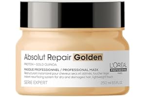 L'ORÉAL PROFESSIONNEL PARIS L'Oréal Professionnel, Masque Restructurant Instantané Léger, Cheveux Secs & Abîmés, Nourrit, Répare, Protège & Fait Briller, Enrichi en Protéines de Blé, Absolut Repair Gold, Serie Expert, 250ml