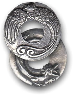 Amulett Talisman Anhänger / Feng Shui Drache und Phoenix 2,9 cm ( Durchmesser ) - Glück und langes Leben