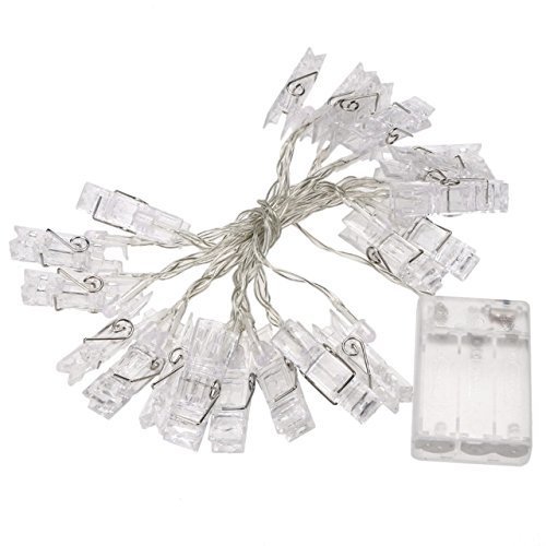 cuzile LED Foto Clip Lichterkette Batteriebetrieben Bild Kleiderbügel warmweißes Licht mit 20 Foto Clips perfekt für hängende Bilder, Notizen, Karten, Memos und Kunstwerke - 9