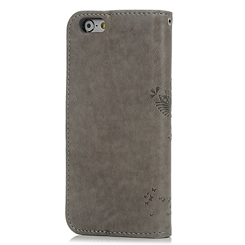iPhone 6 Case,iPhone 6S Wallet Case, YOKIRIN [Wallet Case] Premium Soft PU Leather Notebook Wallet Embossed Flower Tree Design Case with [Kickstand] Stand Function Card Holder and ID Slot Slim Flip Protective Skin Cover for iPhone 6 ,iPhone 6S (4.7 inch), Gray