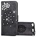 Produktbild iPod Touch 5 Hülle,iPod Touch 6 Schutzhülle,KunyFond Ledertasche Flip Case Schutzhülle Brieftasche im BookStyle Retro 3D Mandala Muster Krone Bling Glänzend Glitzer Diamant PU Leder Hülle Handytasche Kunstleder Lederhülle Folio PU Leather Wallet Case Schutz PU Lederhülle Handyhülle Schale Bumper Dünn TPU Back Rückseite Tasche Ständer Etui mit Standfunktion Karteneinschub und Magnetverschluß Anti-Scratch Shell Etui Pouch Flip Klapp Cover für Apple iPod Touch 5th/6th Generation,Schwarz