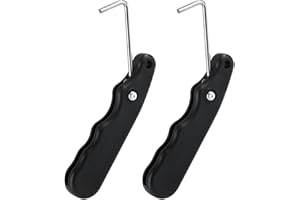 lasuroa 2pcs Tendeur de Lacet de Patins de Hockey, Extracteur de Lacets Patins a Glace Pliable en Acier Inoxydable Antidérapant pour Lacer Les Bottes de Patins à Glace(Noir)