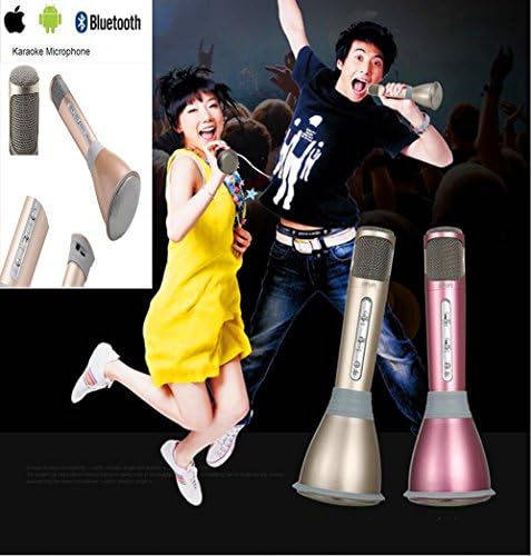 Wireless Bluetooth Mircophone,Bluetooth Speaker Handheld Dynamic Mic Microphone 5.1 Channel Stereo Support for IOS Andriod System iPad iTouch Celulares Smartphones (OTG) ,for Recording Singing Family K Song Karaoke KTV Outdoor Travel Gathering Wedding Seminars Meeting Stages (Pink)