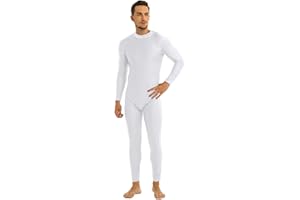 YiZYiF Body da Uomo Tuta Intera Lunga Leotard Bodysuit Unitard Catsuit da Uomo con Cerniera Inferiore Leggings Tuta da Ginnastica Jumpsuit Underwear Sportswear Allenamento