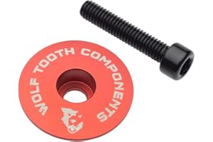 Wolf Tooth | Tapa y perno ultraligeros | Rojo | Accesorios para auriculares de bicicleta de aluminio ligero amplia gama de colores