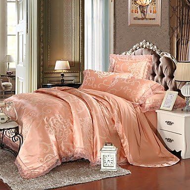 DuZiShi-sjt Deep Emerald Queen King size bedding luxury silk cotton blend lace quilt , queen