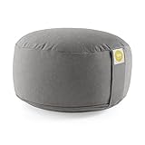 Cuscino Meditazione Rotondo In Cotone - Imbottito Bucce Grano Saraceno - Dualseele Giallo - Foto 4